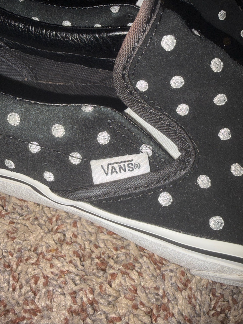 Vans Black Slip-On Platform Sneakers with White Polka Dots - Picture 3 of 5